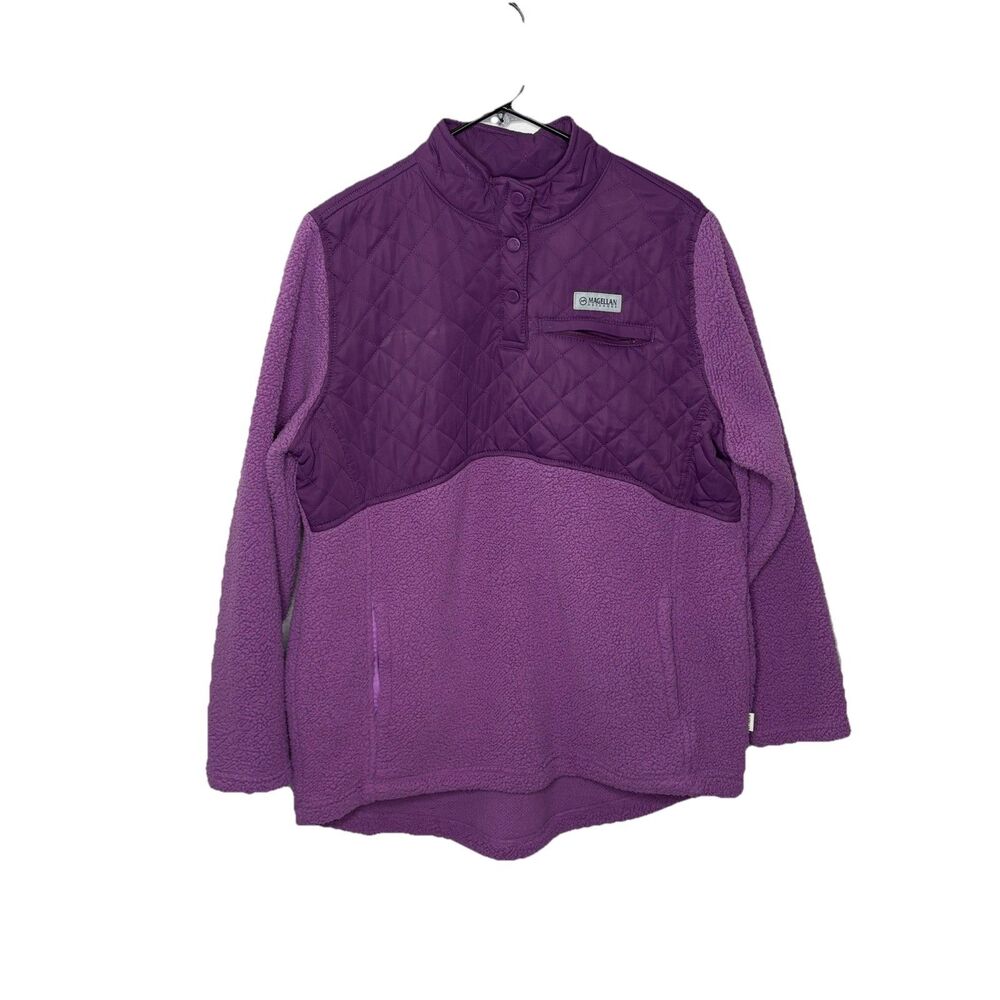 Magellan Outdoors Fleece Purple Classic Fit Pullover Quarter Snap Size XL